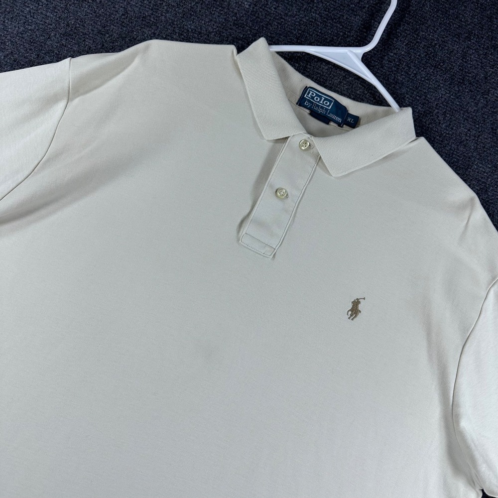 Polo Ralph Lauren Polo Shirt Mens XL Extra Large Beige Khaki Short Sleeve Pony